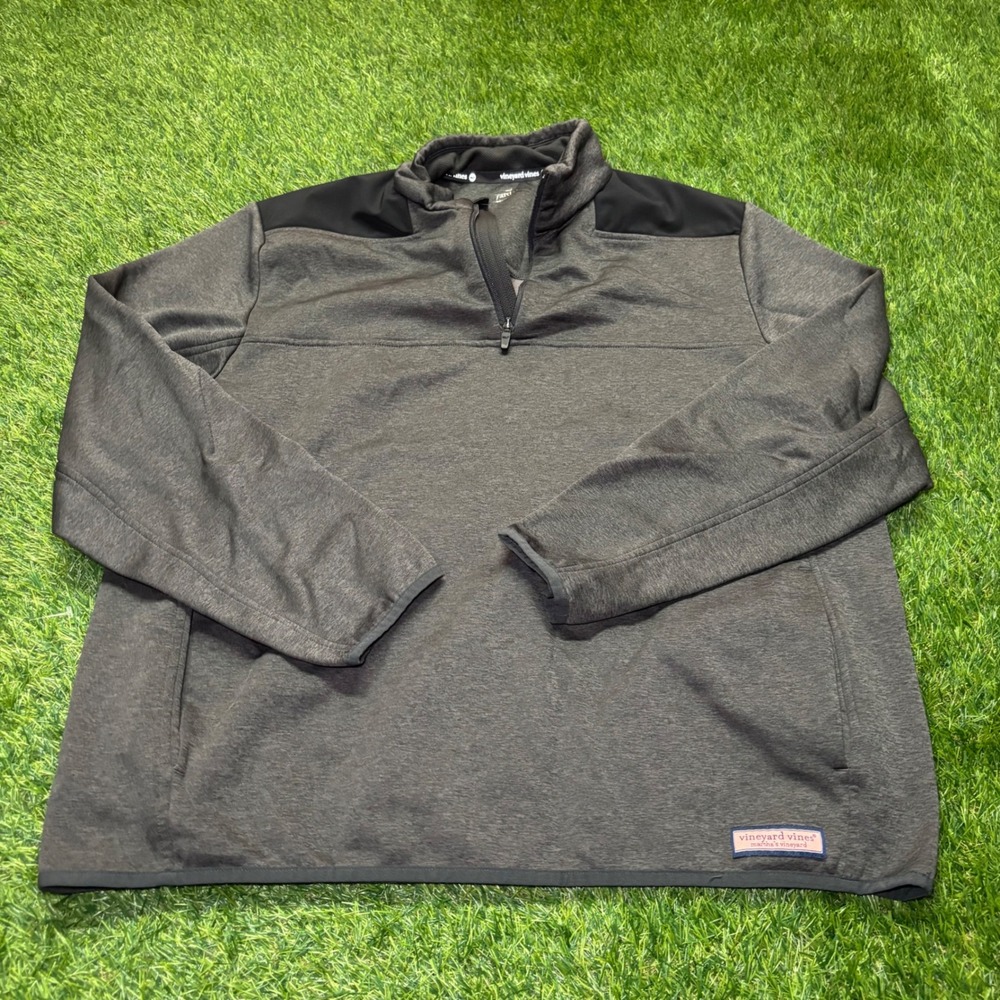 Vineyard Vines Mens XL Gray Performance Quarter Zip Pullover Fleece Jacket